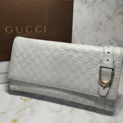 グッチ GUCCI 長財布 オフホワイト グレージュ マイクロシマ 【7】