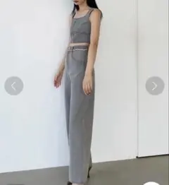 EMODAグレー クロップトップ ワイドパンツ セットアップ