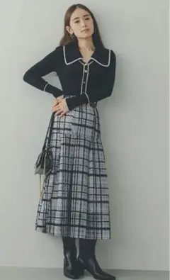 新品✨完売品 snidel スナイデル シアーチェックボリュームスカート