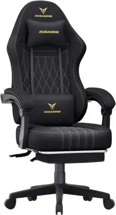 新品未使用 RXGAMING ゲーミングチェア オットマン付 リクライニング 黒