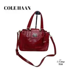 COLE HAAN ショルダーバッグ 2way クロコ 型押し 赤 レッド