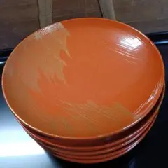 木製朱塗り盃 お正月お神酒等五客