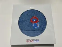 日本製　ミャクミャク　ワンポイント　刺繍ロゴハンカチ　ネイビー　24×25cm