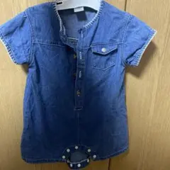 デニム 半袖ロンパース