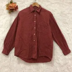 ★UNIQLO★ユニクロ シャツ【M】長袖 チェック柄 赤系 カジュアル