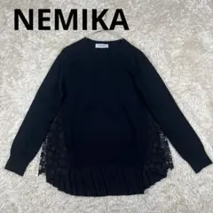 NEMIKA ネミカ　星レース　長袖　切替プルオーバー　ブラック　9号　Mサイズ