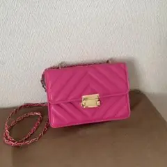 ピンク キルティング ミニショルダーバッグ