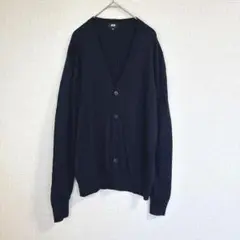 【ユニクロ】長袖カーディガン 薄手 シンプル オフィス カジュアル ネイビー M
