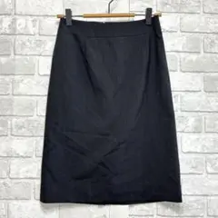洋服の青山 ビジネス用 ブラック フォーマル スカート S 美品 ウール混 無地