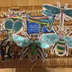 虫や恐竜のワッペン新品スパンコールとんぼ蜂キッズ