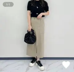 美品 マキシ丈 神戸レタス Lサイズ 走れるストレッチタイトスカート ベージュ