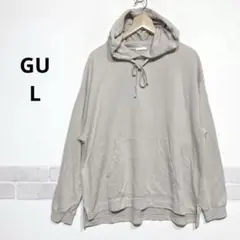 GU メンズ ベージュ プルオーバーパーカー スエット L ベーシック H844