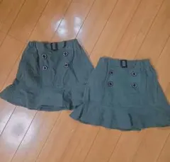 オリーブグリーン フリル付きスカート