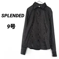 SPLENDED 長袖シャツ　ストライプ　ブラウス　黒×白　オフィス　通勤　9号