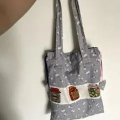 チェック柄ジャム瓶刺繍エコバッグ