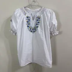 ●美品● フォークダンス衣装 刺繍 パフスリーブ スモックブラウス