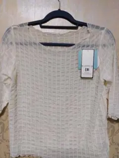 ☆URBANITY アイボリー 五分袖 2wayジャガードトップス M