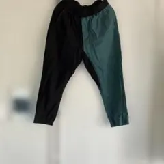 バイカラーワイドパンツ 黒と緑