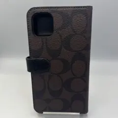 コーチ手帳型iPhone15対応ケース ブラウンロゴ