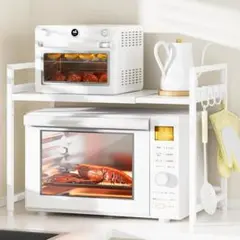 レンジ上ラック トースターラック レンジ置き台 伸縮式 幅36~65cm