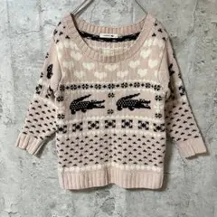 ラコステ ニット セーター ピンク ビッグロゴ ワニ LACOSTE