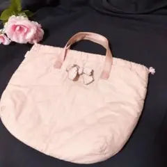 美品、ピンクハウス、バック、ギンガムチェック、ピンク、巾着タイプ