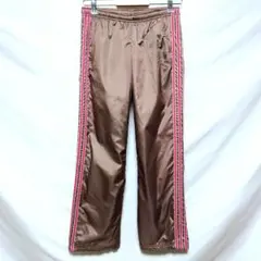 【アディダス】 ナイロンパンツ レディース S ブラウン ピンクライン 美品