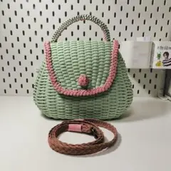 【ハンドメイド】ハンドバッグ　ショルダーバッグ　エコクラフトバッグ
