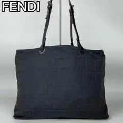 【美品】フェンディ ズッカ柄 ナイロン ミニトートバッグ 黒