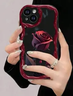 【Iphone15】赤いバラのデザイン 3Dカートゥーン