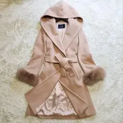 美品✨ジャスグリッティー フーデットコート アンゴラ混 袖フォックスファー