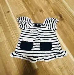ストライプ フリル付きTシャツ ８０センチ