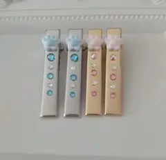 ヘアクリップ 肉球2色セット ハンドメイド スワロフスキー