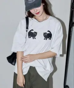 新品 未開封PUBLUX ツインズキャットプリントTシャツ 猫 ネコ