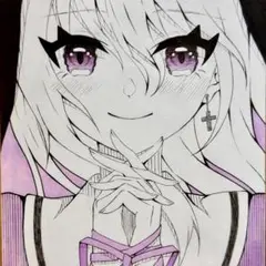 オリジナル 手描き イラスト アナログ 色紙 コピック