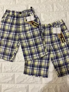 新品未使用110cm 2枚セット‼︎ WIDE JEANS チェック柄ハーフパンツ