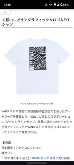 VANS 日本限定グラフィックTシャツ ブラック