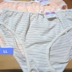 新品衣類 蛍光オレンジカーキ色ボーダー柄ショーツ2枚セットLL