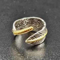 フェザー 羽 リング 指輪 シルバー 925 刻印 ヴィンテージ オープンリング