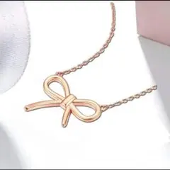 ♪かわいい♪ピンクゴールド ✨ネックレス リボン プレゼント ボックス・袋付き