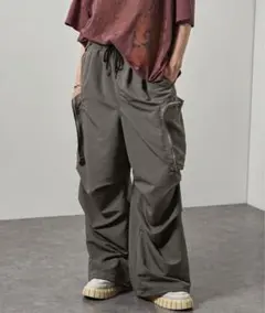 Alfred Alex ルーズシルエットZIPポケット　カーゴパンツ　チャコール