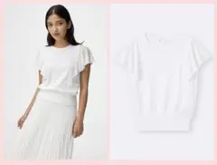 GU シアーラッフルスリーブセーター
