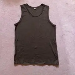 メンズGU ブラウン リブタンクトップ