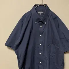 マリオエスペランサ　半袖ボタンダウンシャツ(ＸＬ)ネイビー無地　ビジネス大きめ