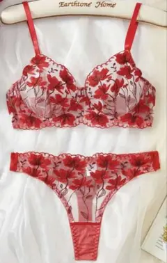 70Dブラジャーショーツセット Tバック レッド 70E 75B 75C