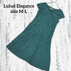 【ルルドエレガンス】総柄 ロングワンピース フレア M-L ノースリーブ