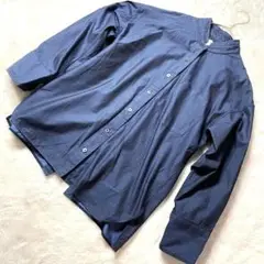 【F】【訳あり】ティッカ ♡ スタンドカラーシャツ ネイビー 綿100％ 日本製