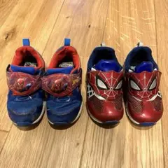 16cm スパイダーマン キッズ シューズ 光る　靴　2足セット