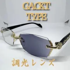 GACKT着用風◽️調光レンズ■サングラス■リムレス■ブラック×ゴールド■クロム