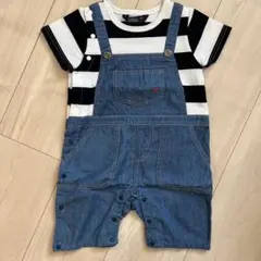 ストライプ柄ロンパース 80cm フタフタ